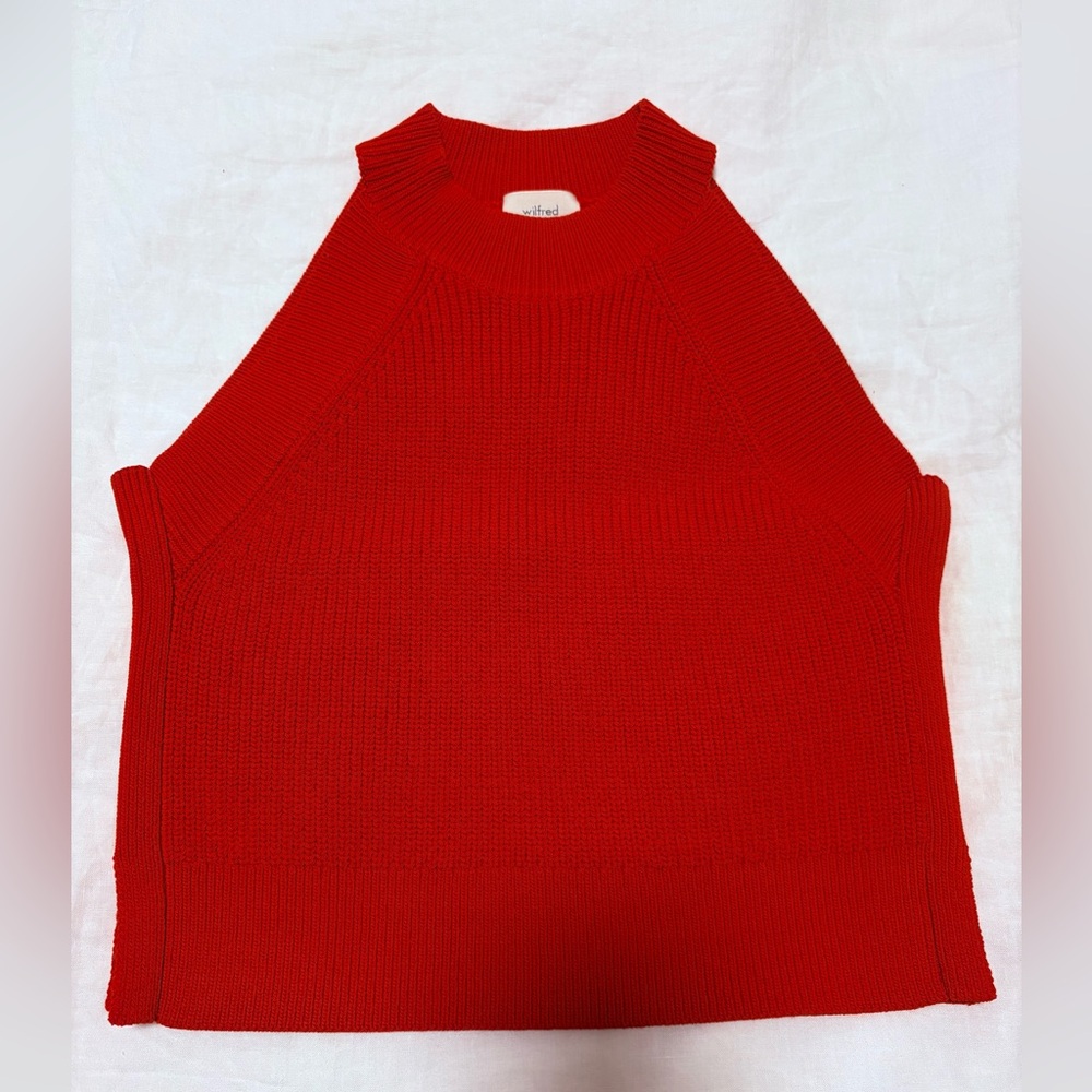 Aritzia Wilfred Red Knit Halter Top